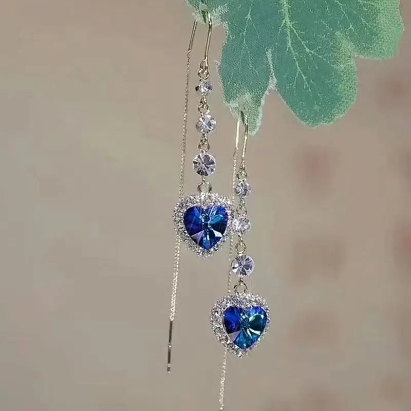 Azure Heart Drop Earrings