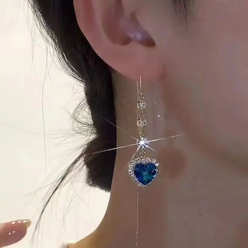 Azure Heart Drop Earrings