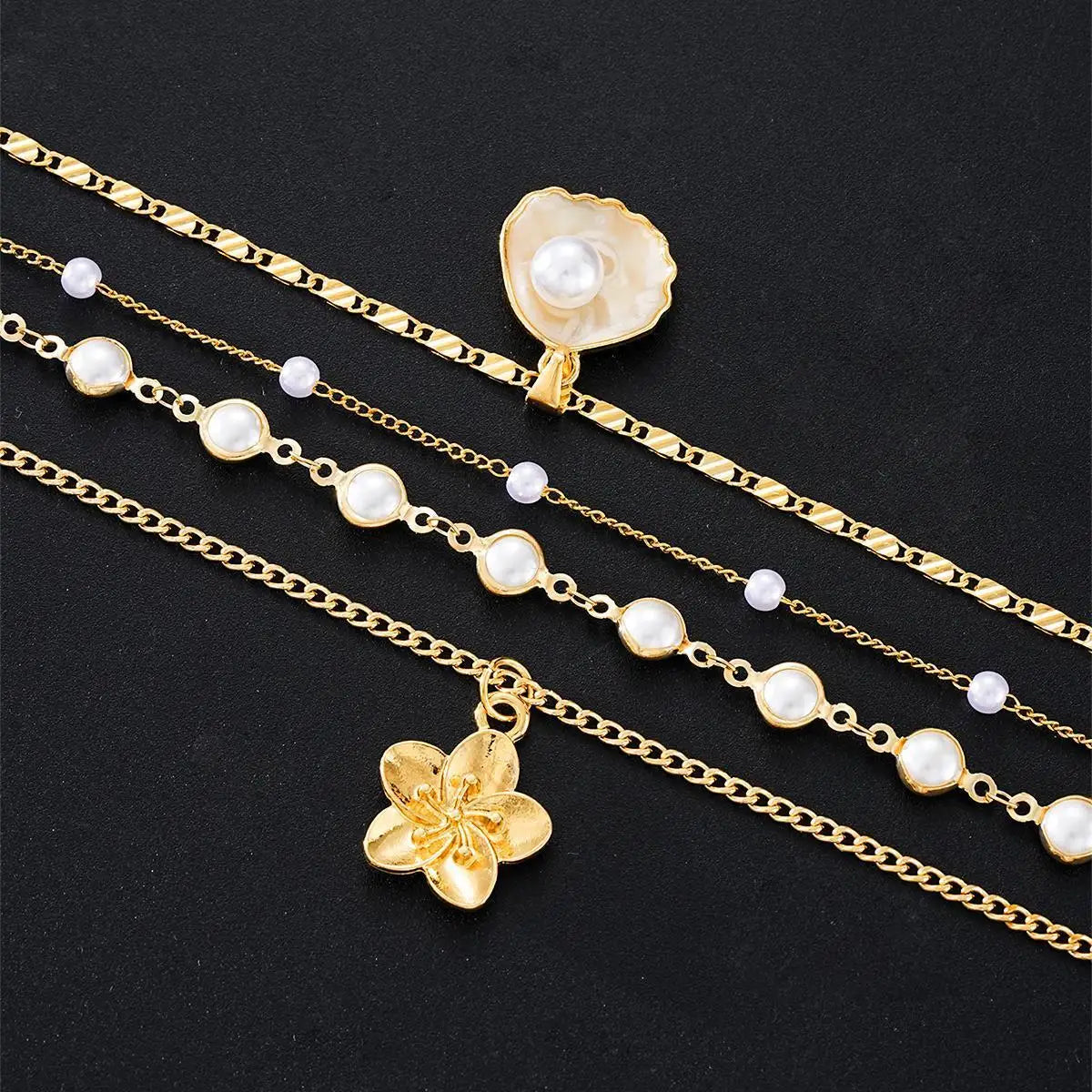 Retro Flower Pearl Necklace