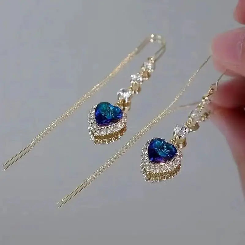 Azure Heart Drop Earrings